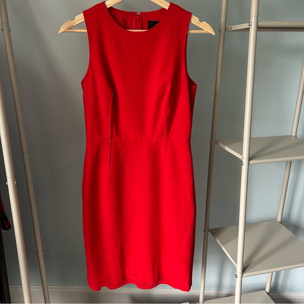 J Crew Sheath Bi-Stretch Cotton Red Sleeveless Dress